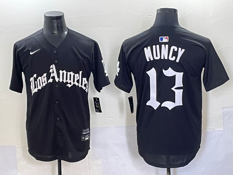 Men 2025 Los Angeles Dodgers #13 Muncy Black Five generations Joint Name Nike MLB Jersey style 1->los angeles dodgers->MLB Jersey